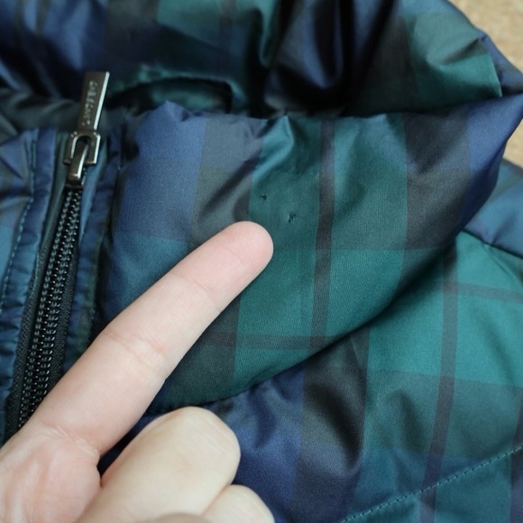 Lands’ End Puffer Vest Cozy Full Zip Snap Pockets Blue Green Plaid Check Size XS - Picture 12 of 15
